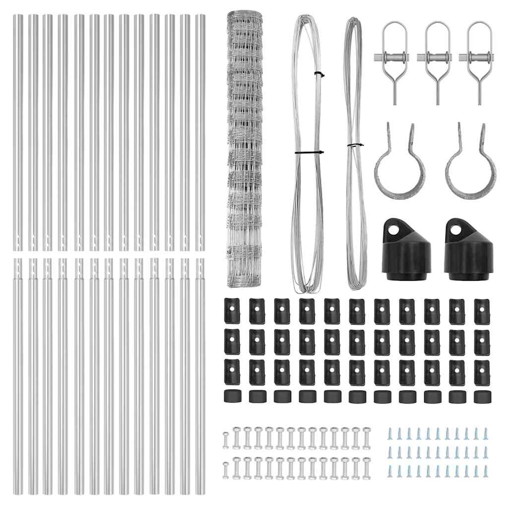 Wildzaun Silber 100 x 0,8 m Verzinkter Stahl